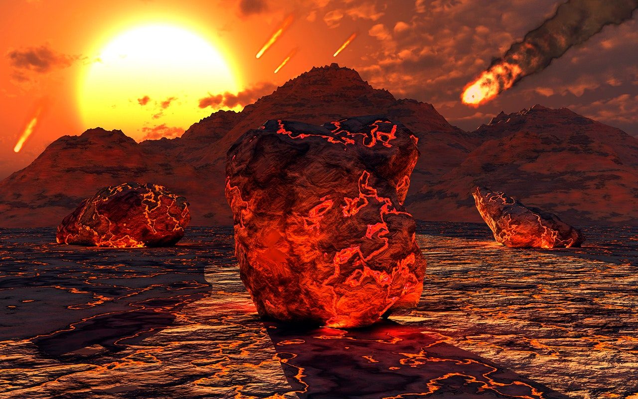 Meteorites hitting the early Earth