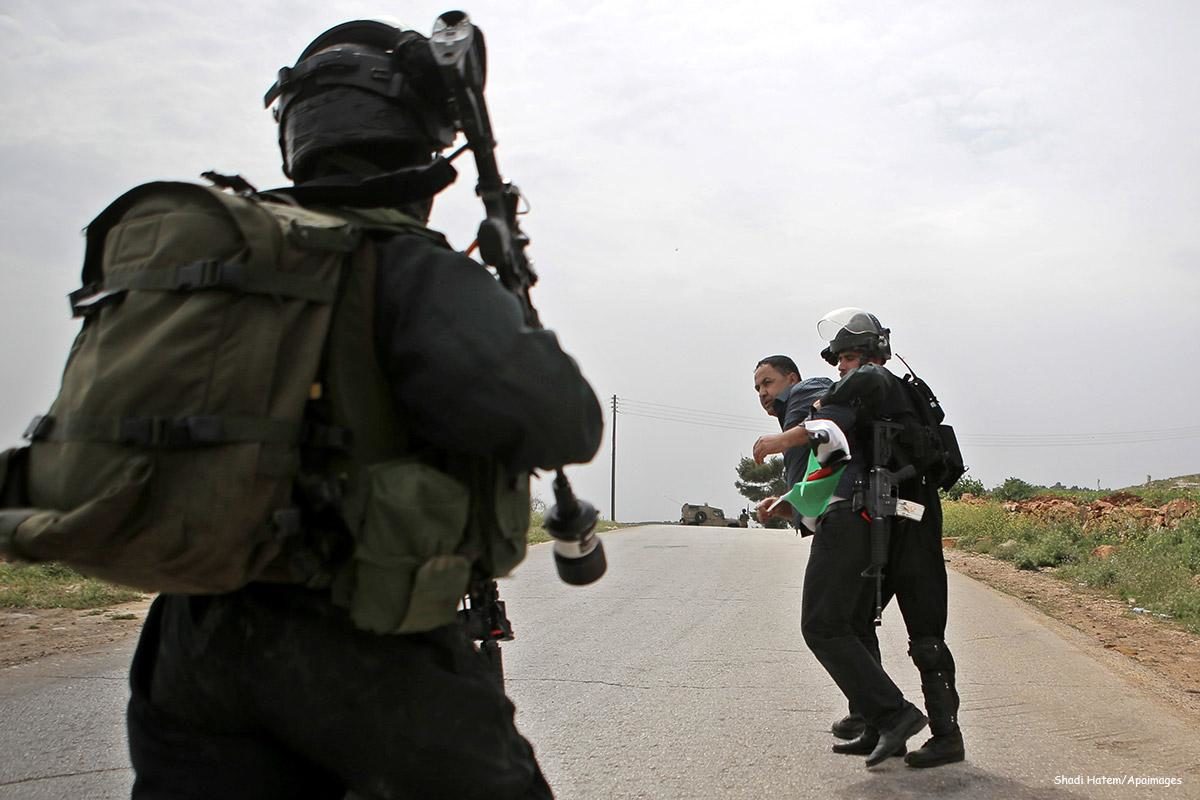 Israeli security forces arresting a Palestinian