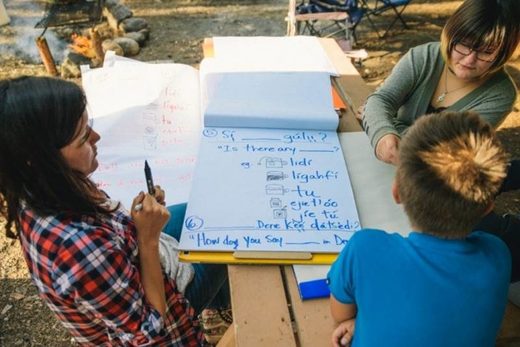 Click to enlarge Native Dene language students