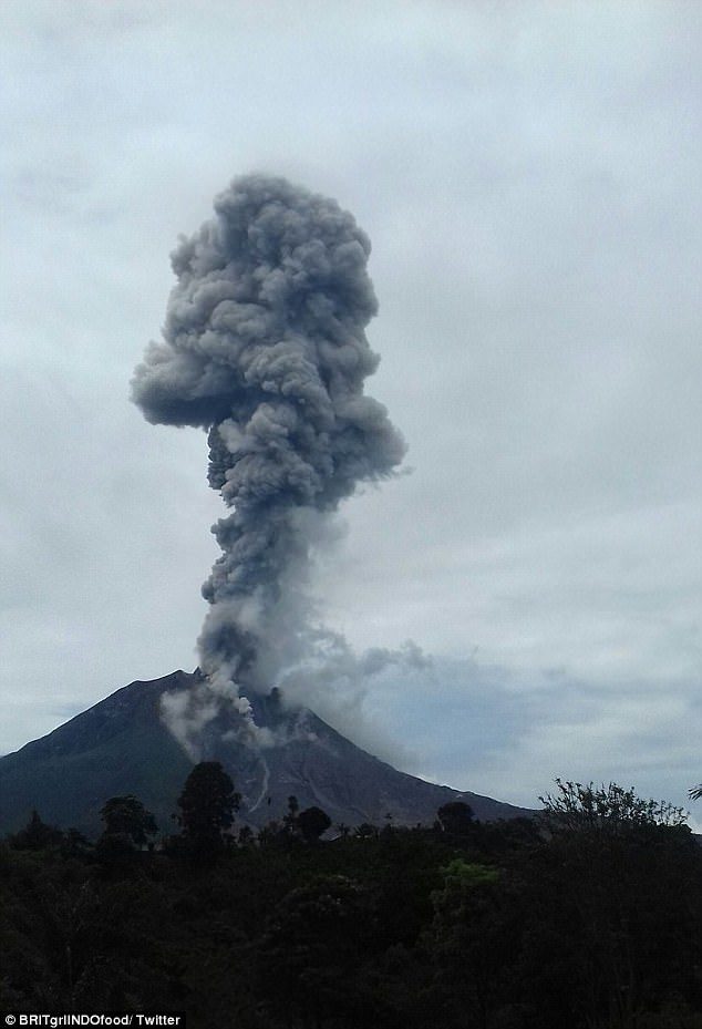 Deadly Indonesian volcano Mount Sinabung spewed plumes of ash 2.5km into the air as it exploded
