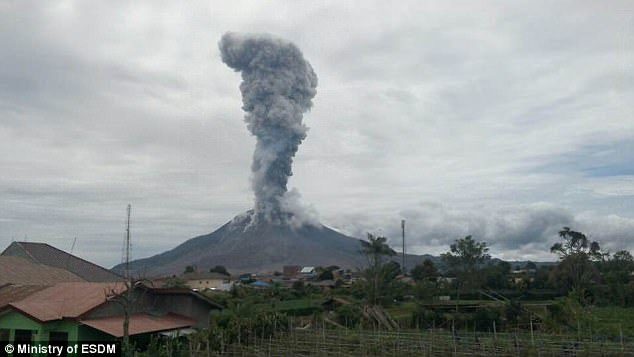 Click to enlarge Thousands of villagers were evacuated from around the mountain, the most active of the country's 130 active volcanoes, and warned to stay at least 7km away