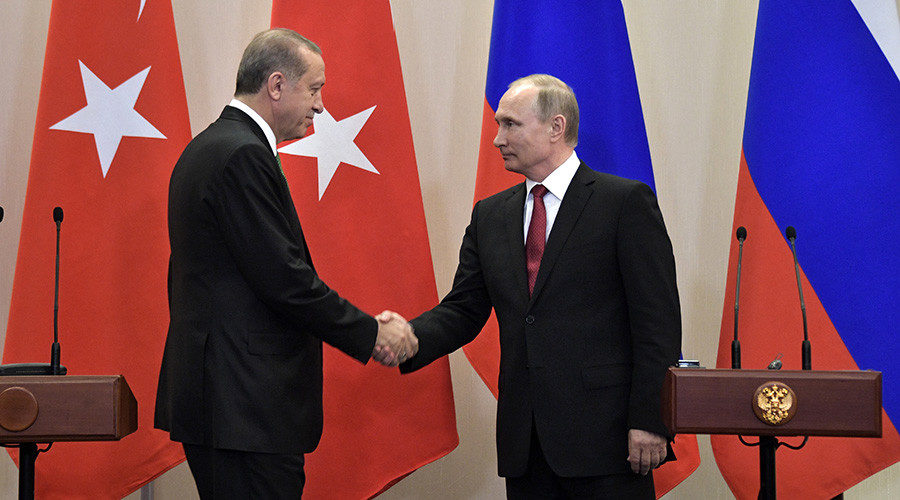 Click to enlarge Vladimir Putin (R) and Recep Tayyip Erdogan