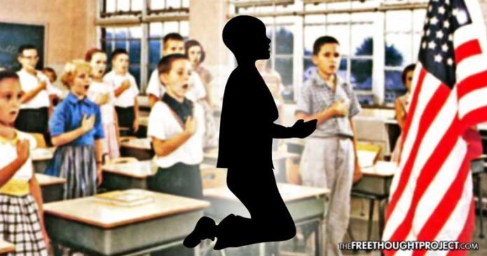 child kneeling pledge of allegiance