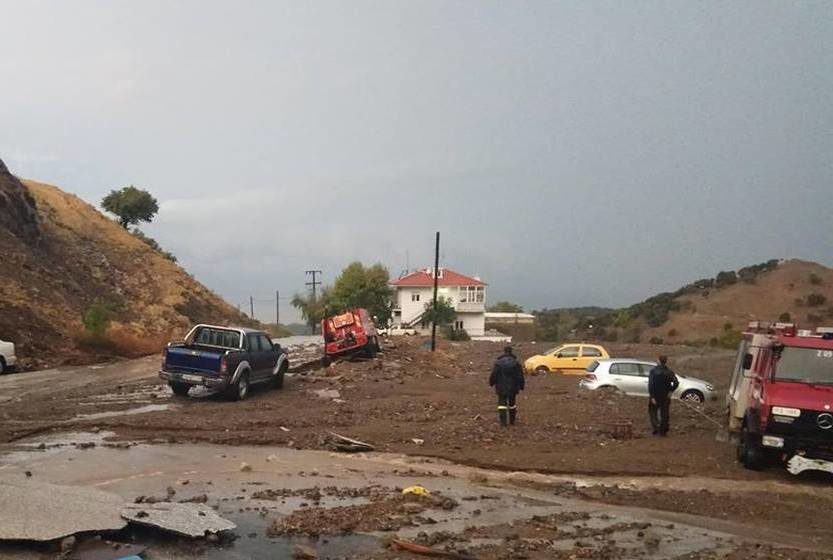 Flood damage in Samothraki, Greece September 2017.