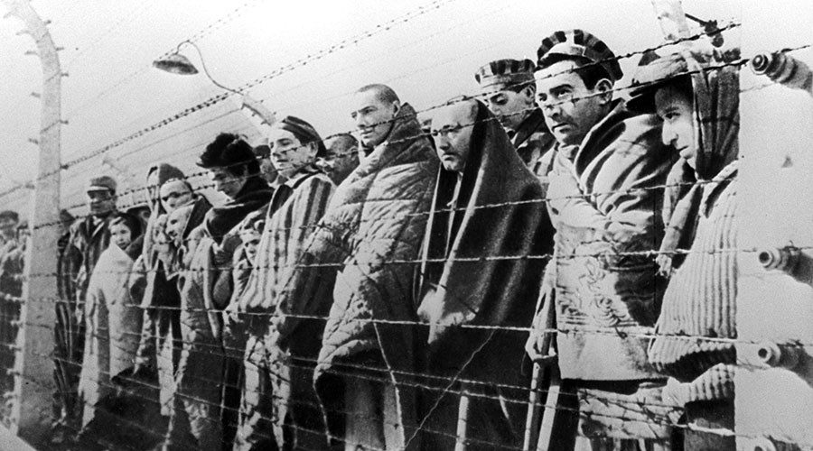 Click to enlarge Inmates of Auschwitz concentration camp, January 1945