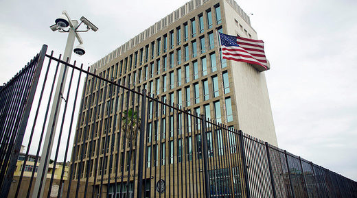 An exterior view of the U.S. Embassy is seen in Havana, Cuba