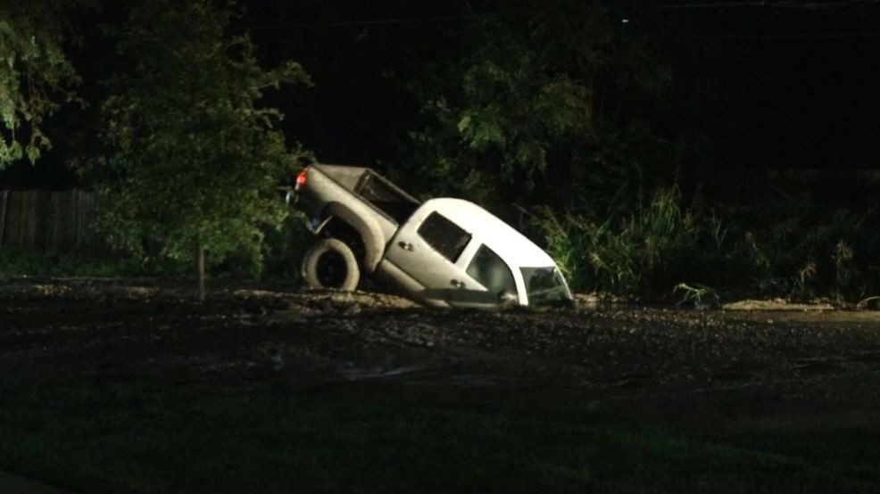 truck in sinkhole