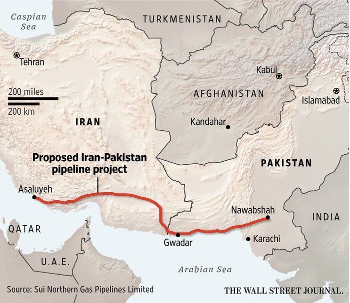 Pak-Iran pipeline map