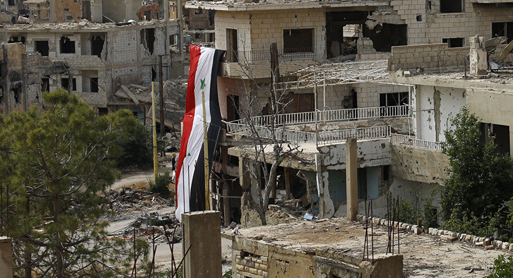 Syrian flag hangs out