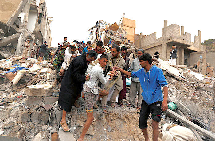 destroyed Sanaa bodies