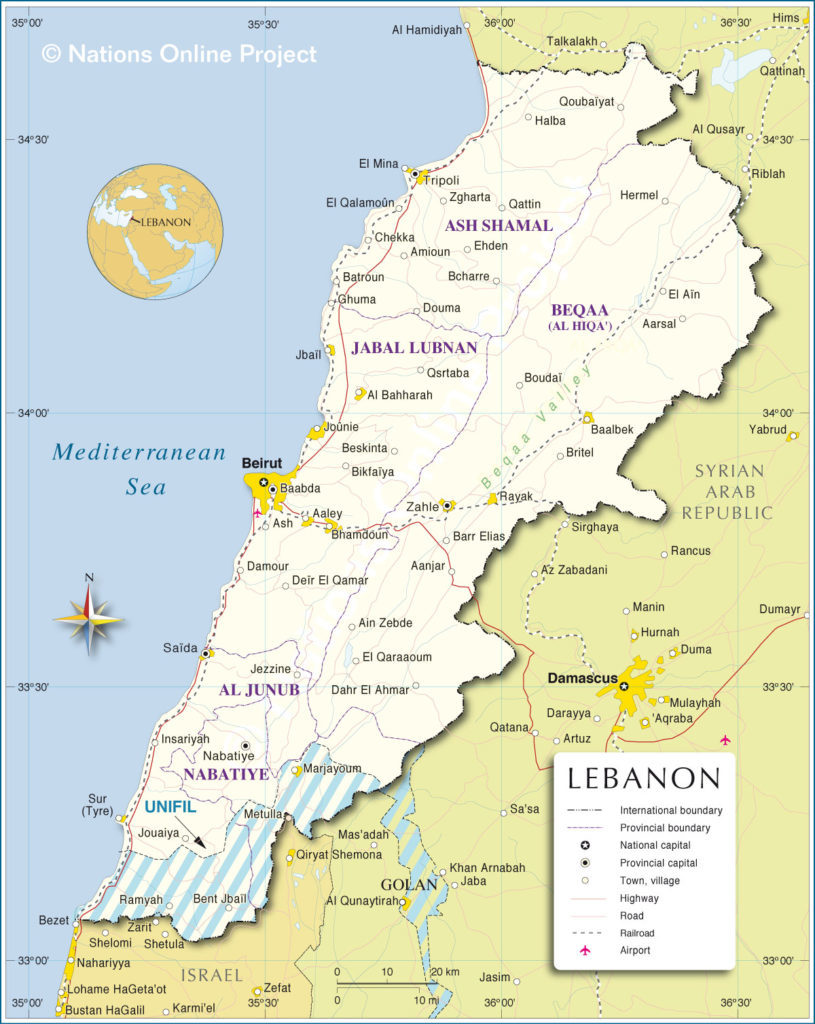 Click to enlarge lebanon polical map