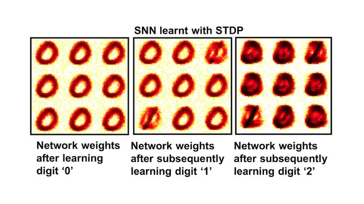 synthetic crystal SNN mimics learning