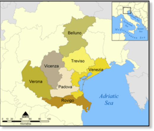 Lombardo and Veneto map