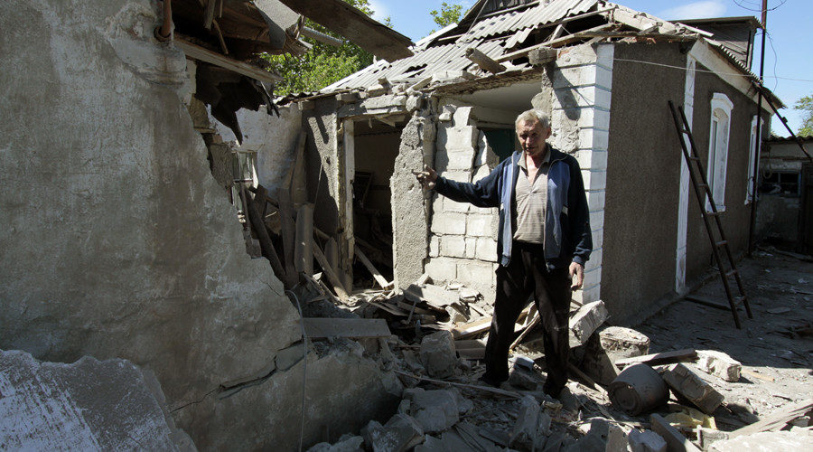 bombed home Donbass