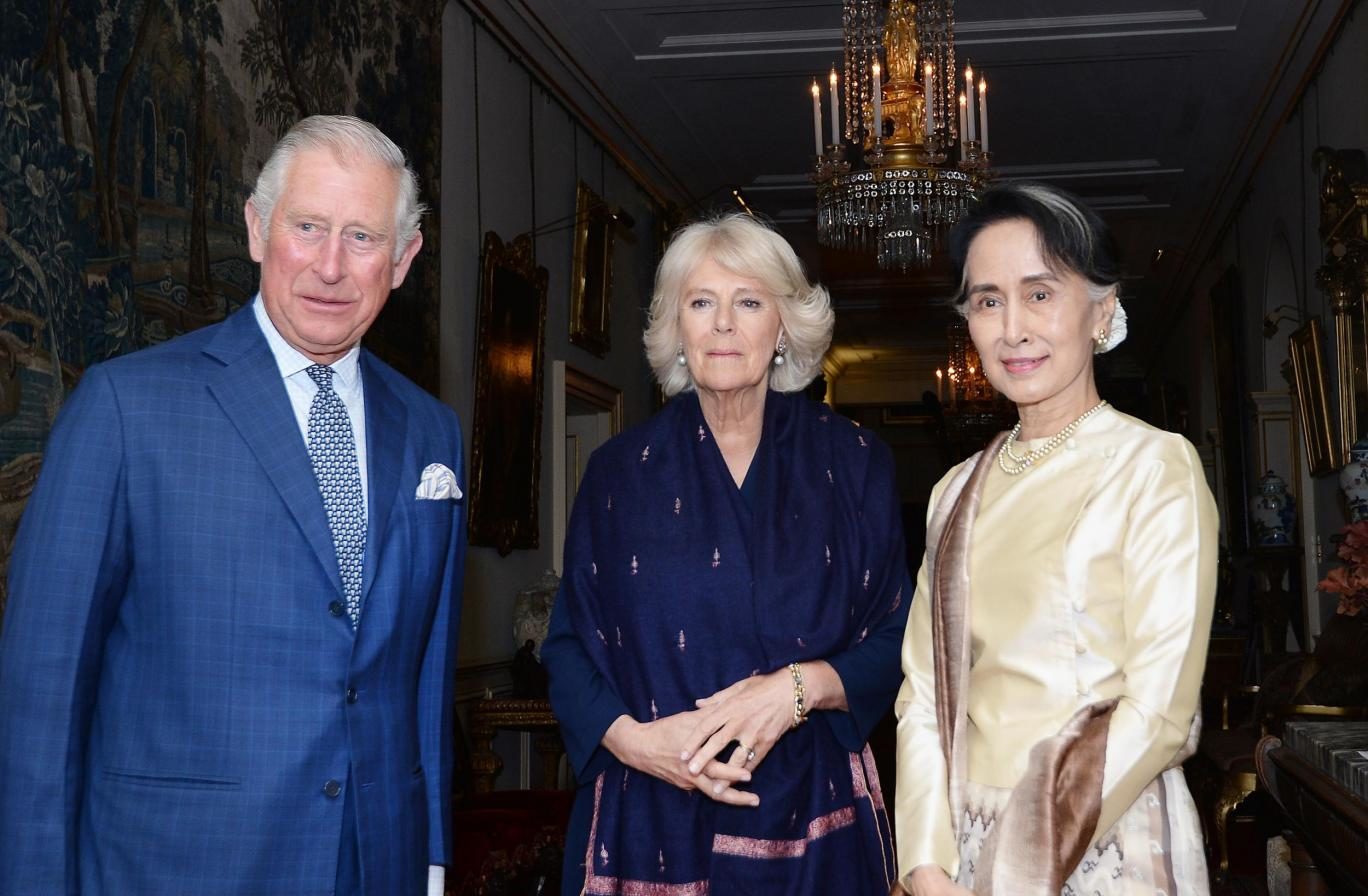 The Prince of Wales Duchess of Cornwall Aung San Suu Kyi