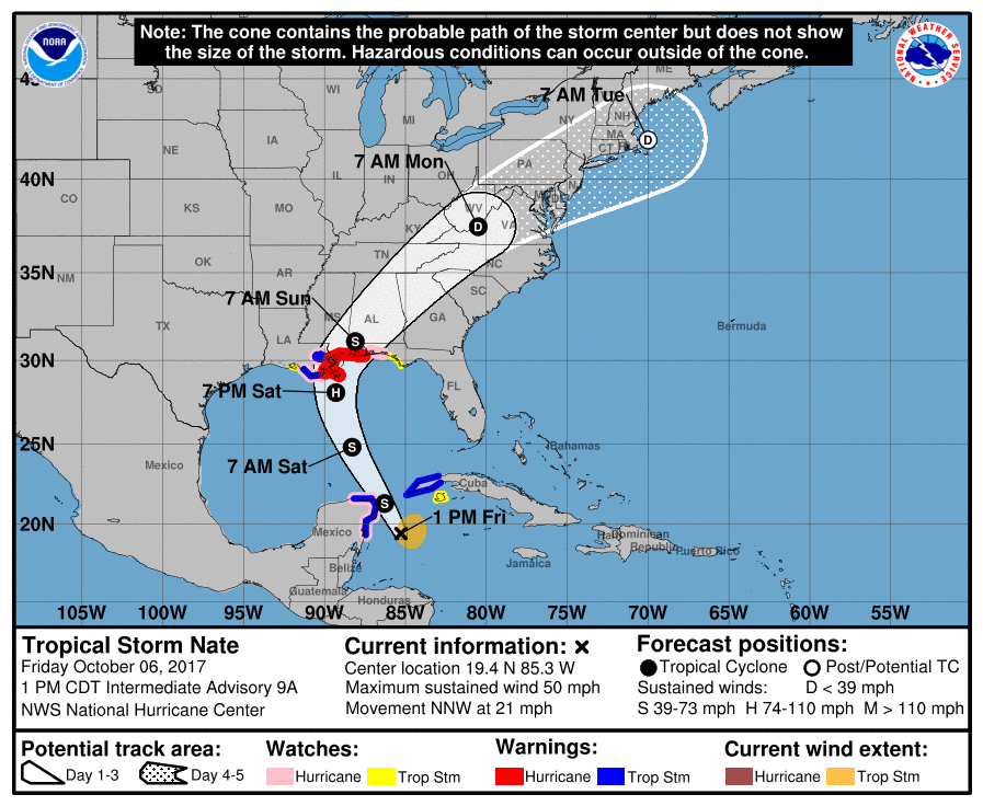 nate hurricane path