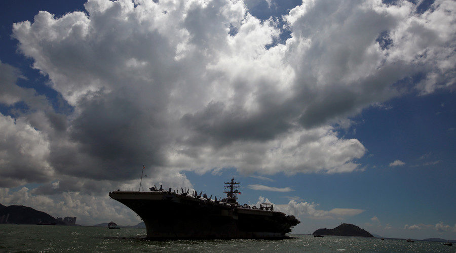 The aircraft carrier USS Ronald Reagan stations, during a port visit in Hong Kong, China October 2, 2017