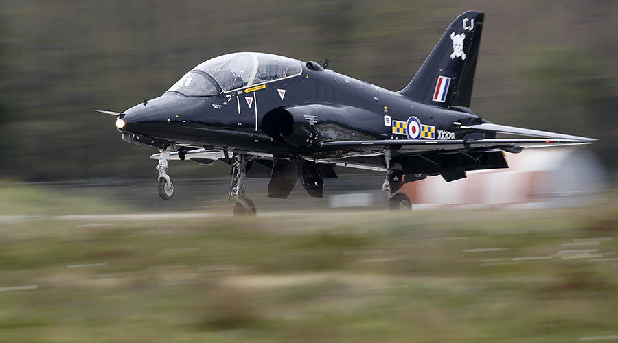 Click to enlarge A Royal Air Force Hawk fighter jet from Britain