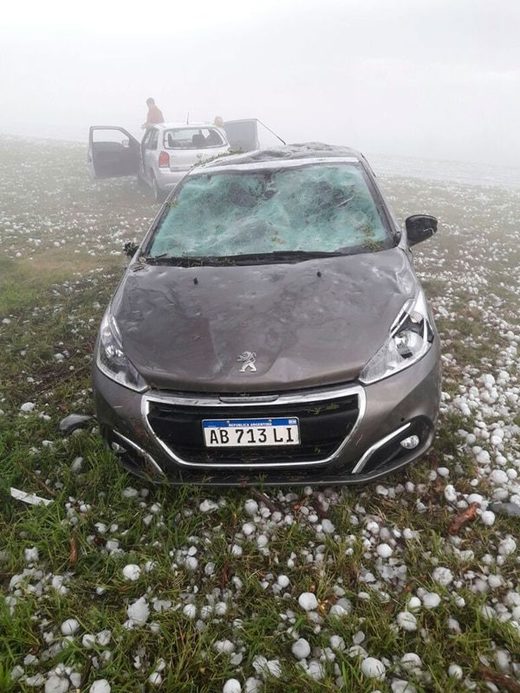 Cars damaged after freak hailstorm hit Corrientes in Argentina