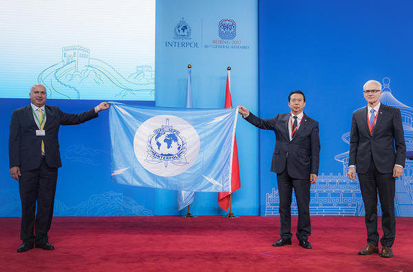 Click to enlarge Palestine Interpol flag