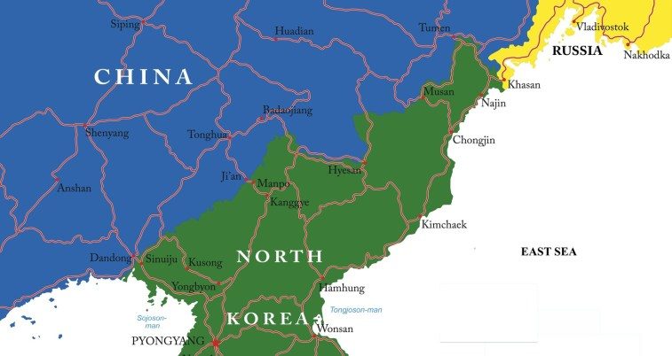russia north korea china map
