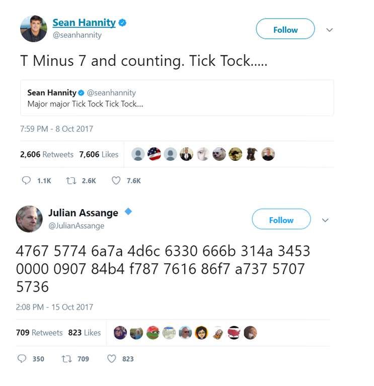 Hannity Assange Tweets Oct 8 2017