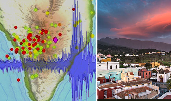 Click to enlarge La Palma was hit by 44 earthquakes over a magnitude 2.1 from Friday evening