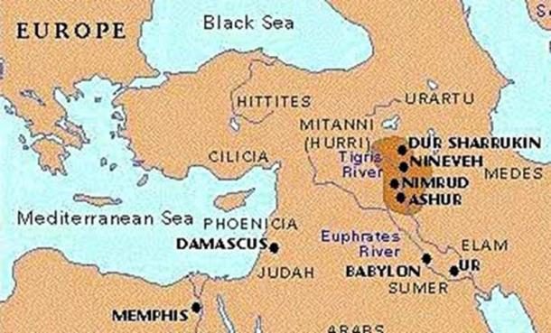Map Assyrian empire