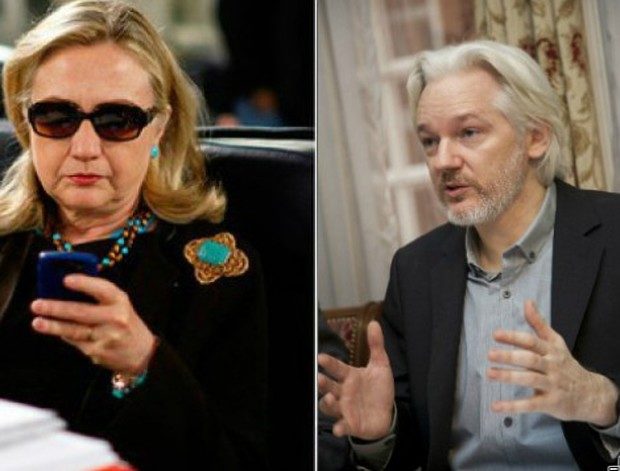 Hillary Clinton and Julian Assange