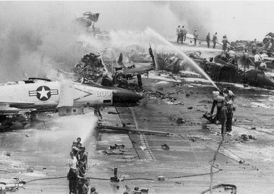Click to enlarge USS Forrestal fire John McCain