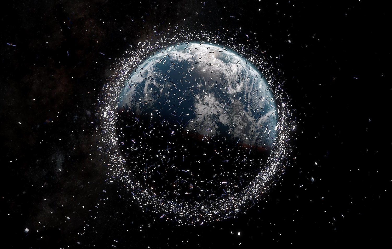 Click to enlarge EArth space junk debris field