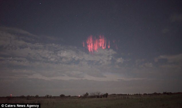 This month, people in Oklahoma have been treated to a stunning and extremely rare display - a red sprite lightning storm