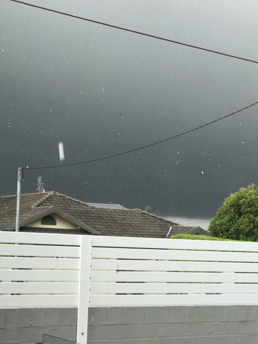 Hail falls at Lambton.