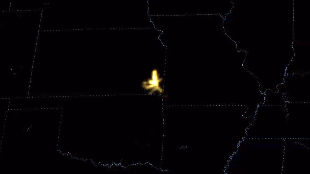 The start of a 250-long lightning strike observed over Kansas by NOAA's GOES 16 satellite on Oct. 22, 2017.
