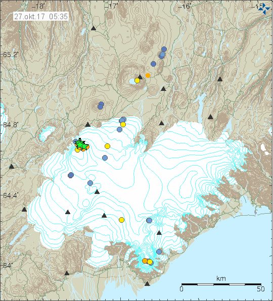 Series of large earthquakes hit Bárðarbunga last night.