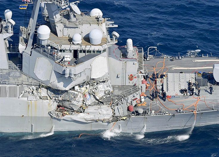 damaged US warship