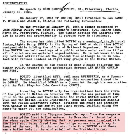 FBI memo autopsy report kennedy assassination
