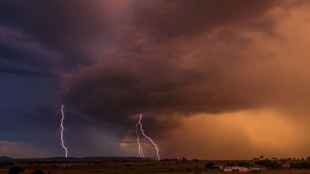 Lightning split the skies above south-east Queensland on Sunday evening and Monday morning. This photo was taken at Mutdapilly.