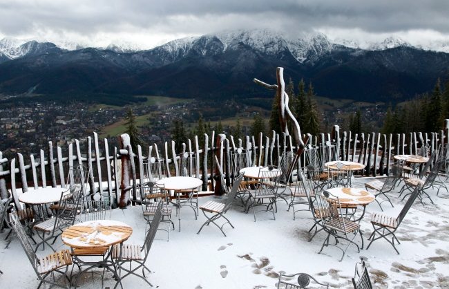 Snow on the Gubałówka peak above Zakopane.