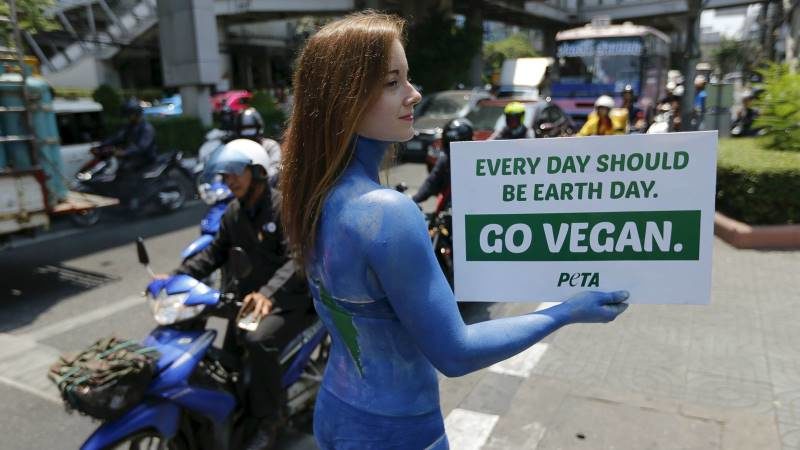 vegan protester