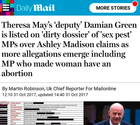 Click to enlarge Daily Mail Theresa May Damien Green