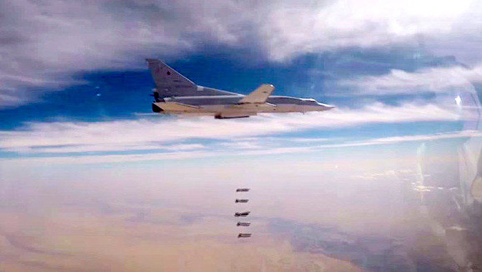 Russian bomber bombs