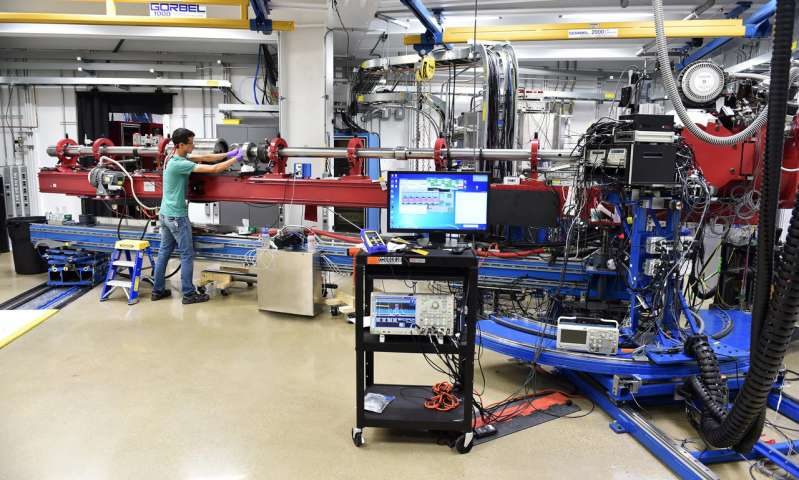 The DCS two-stage gas gun used for experiments is linked to the APS x-ray beam