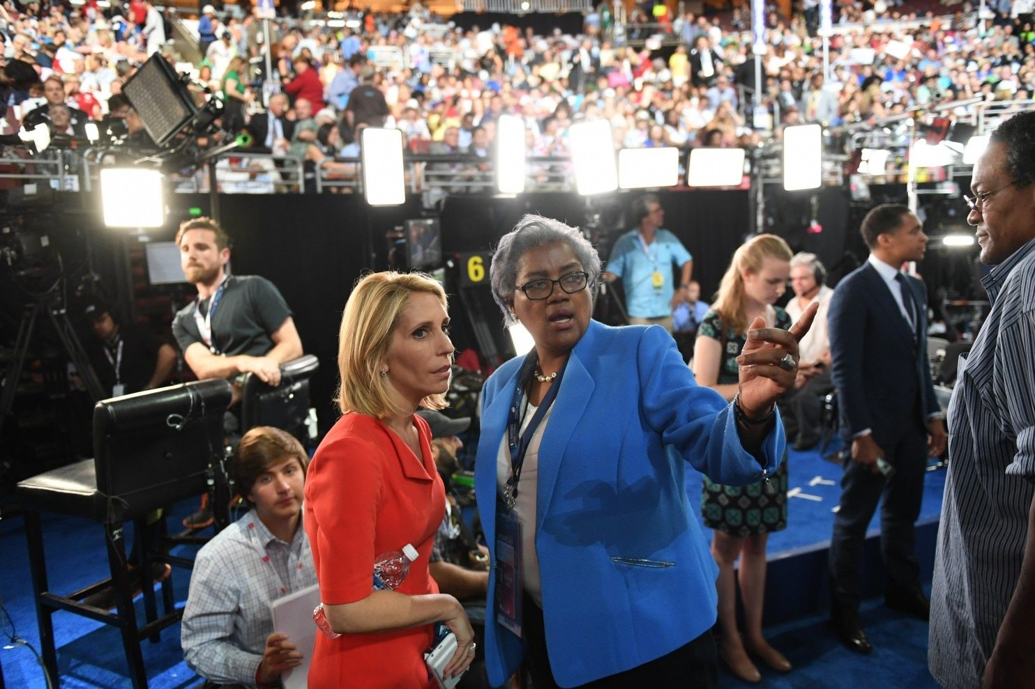 Donna Brazile talks with CNN correspondent Dana Bash at the Democratic National Convention in Philadelphia on July 25, 2016.
