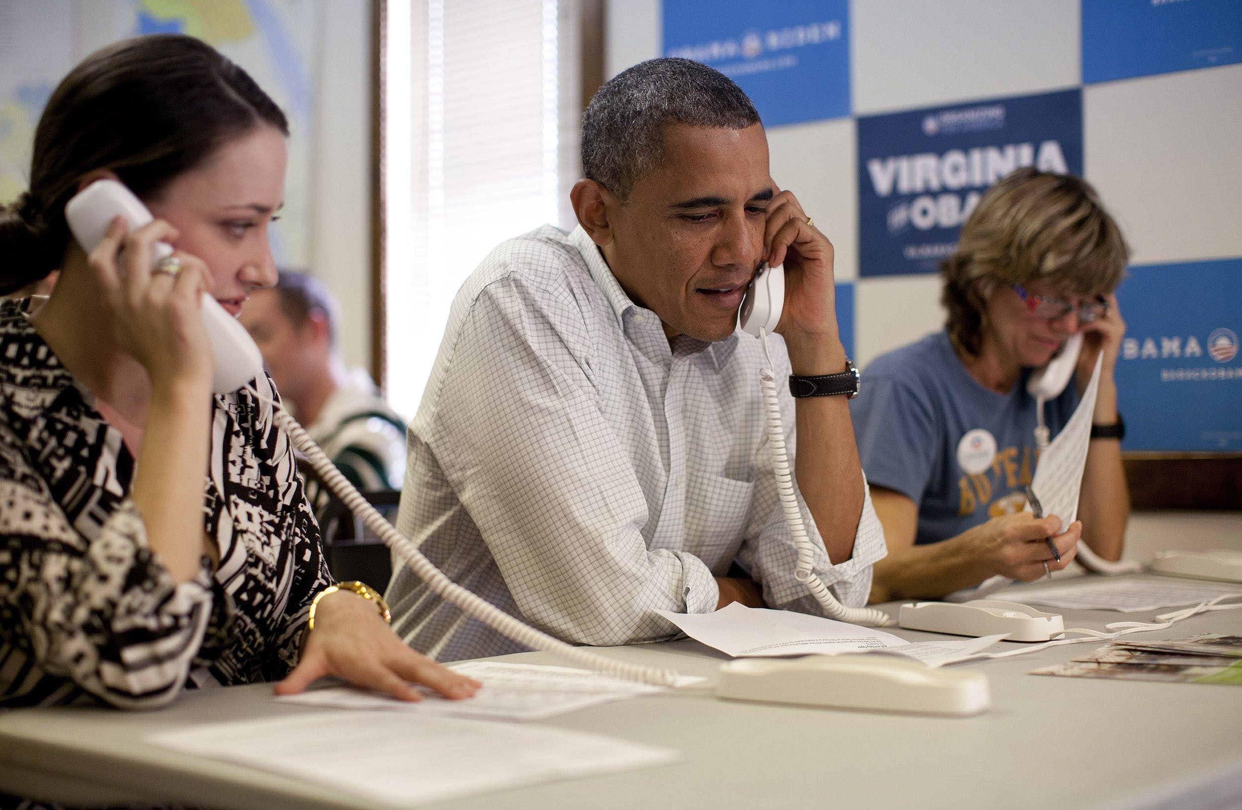 Click to enlarge Obama on phone