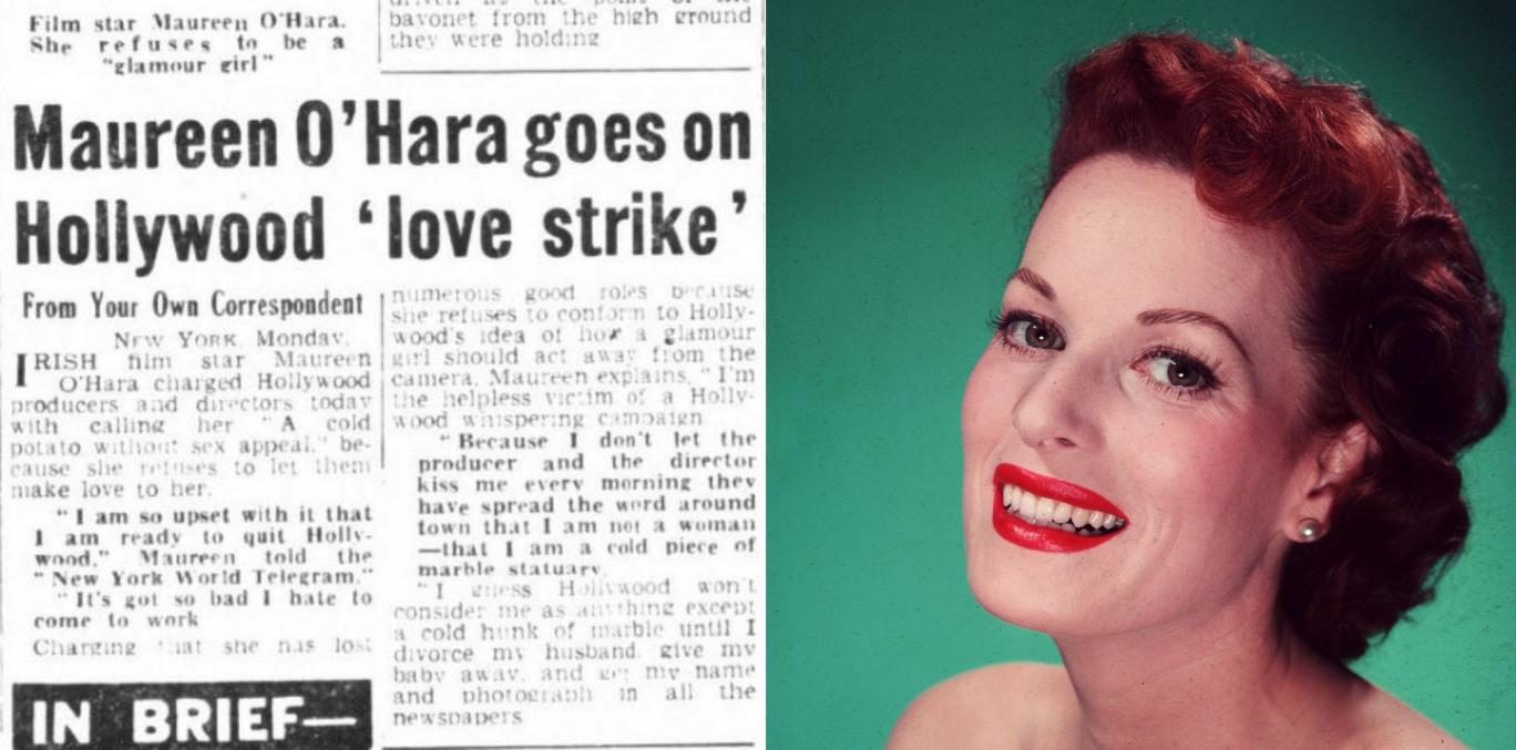 Click to enlarge Maureen O'Hara's comment about sexual harassment in Hollywood from 1945 is going viral