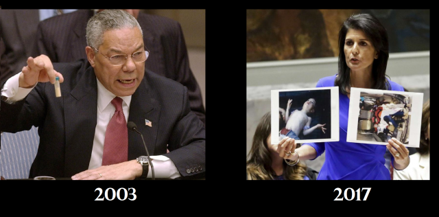 Click to enlarge Colin Powell Nikki Haley Iraq Syria WMD