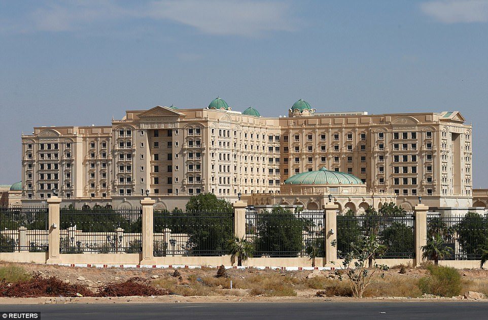 Turned into a 'prison': The Ritz Carlton in Riyadh was emptied of guests on Saturday night as the round-up of allegedly corrupt ministers and princes got under way