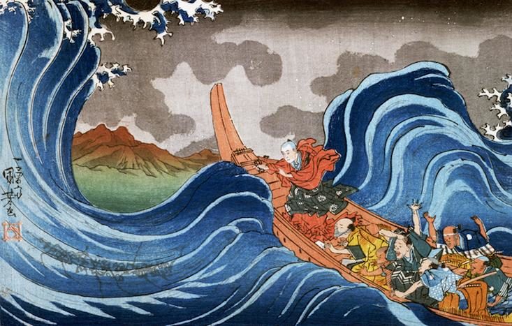 “Nichiren Calming the Storm,” a 19th century painting by Utagawa Kuniyoshi / Hulton Fine Art Collection /
