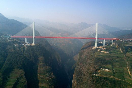 Click to enlarge World's highest bridge crossing the Nizhu River Canyon, China